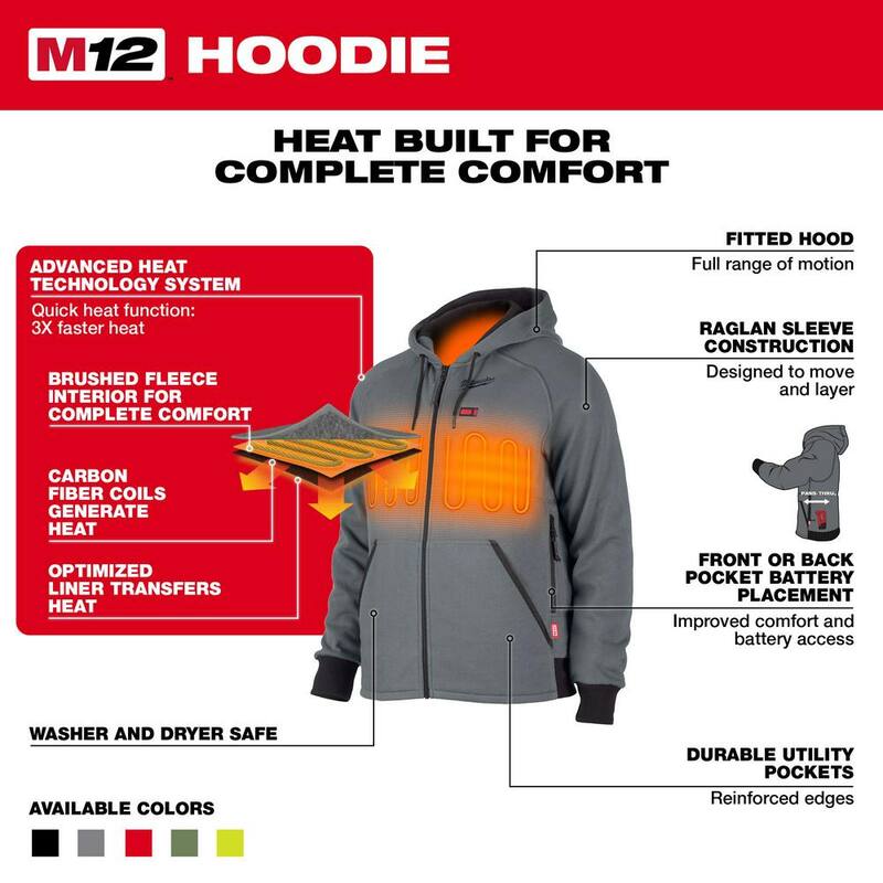 Men's Black Heated Jacket Hoodie E964