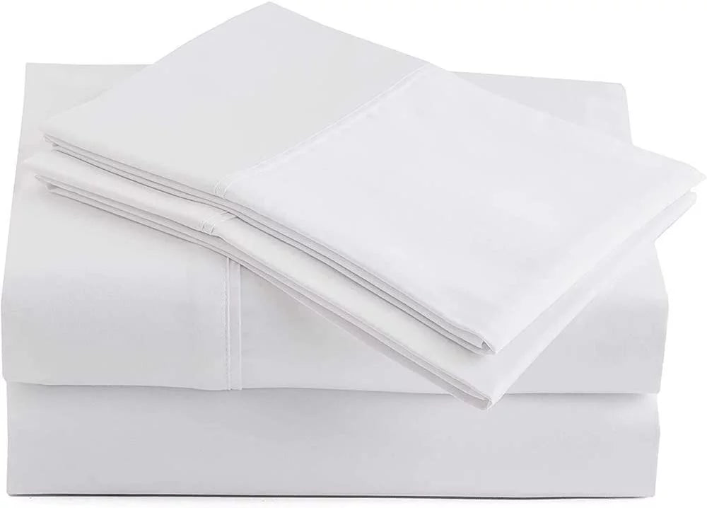100% Egyptian Cotton 400-Thread Count 4-Pc White Stripe Sheet Set Q28130