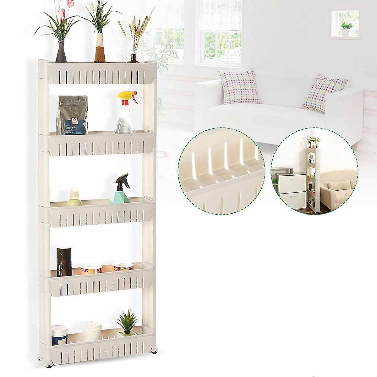 5 Tier Kitchen Bathroom Storage Trolley Cart With Wheels H830