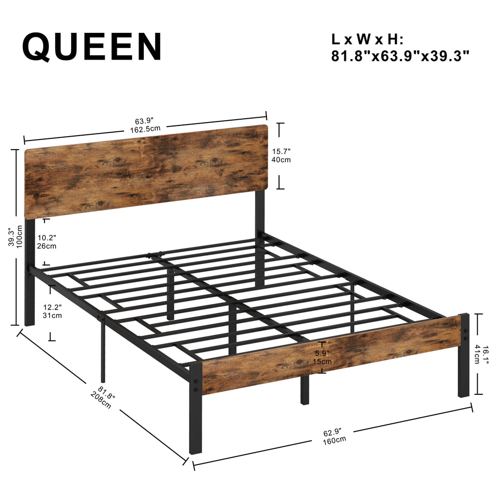 Queen Platform Bed Frame with Headboard P214