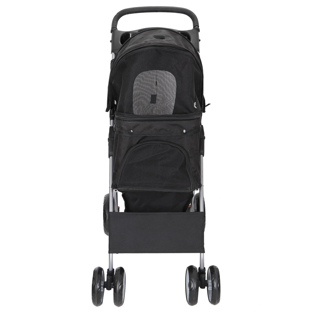 Folding Pet Stroller 4 Wheels Black P67506