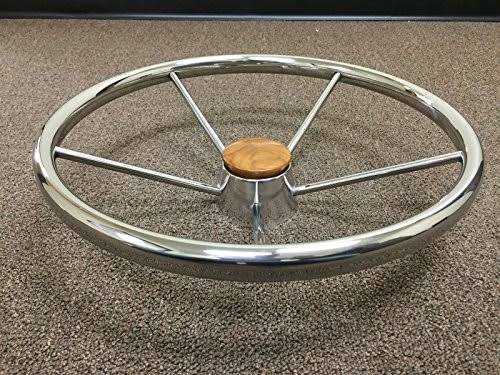 SS304 Five Spoke Steering Wheel with Teak Cap F27362