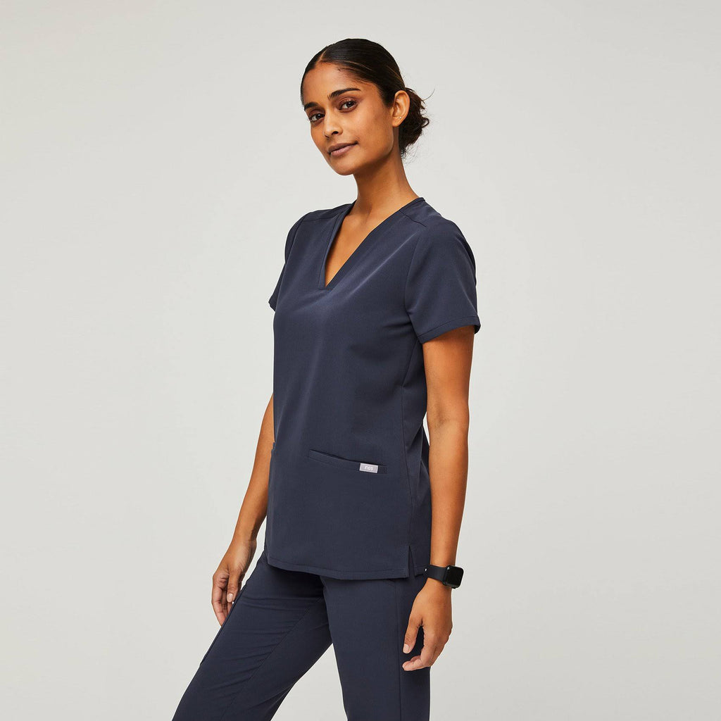 Navy Three-Pocket Scrub Top I2211