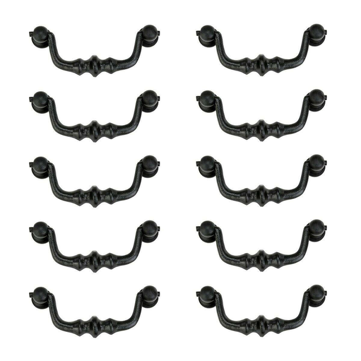 10 Drawer Pull Black Wrought Iron Bail Z226
