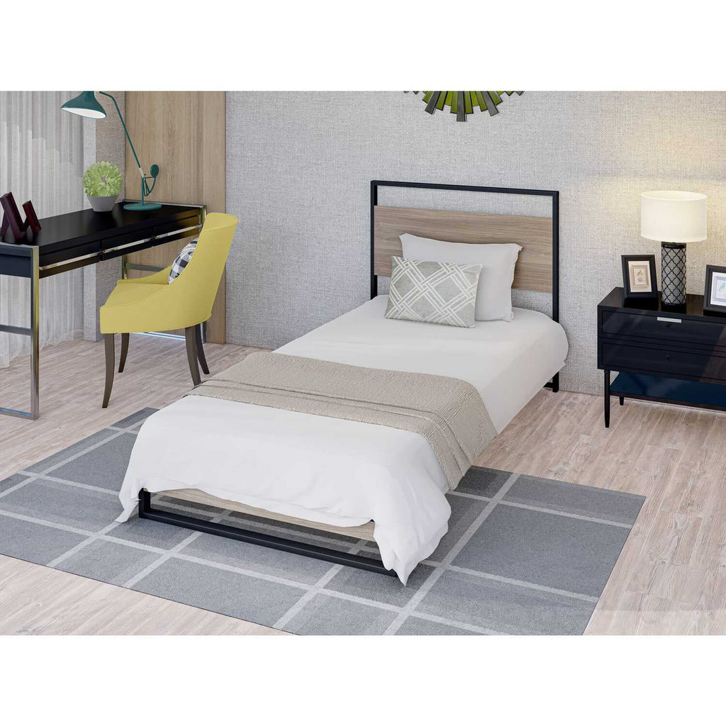 Metal and Wood Twin Bed Frame E6839