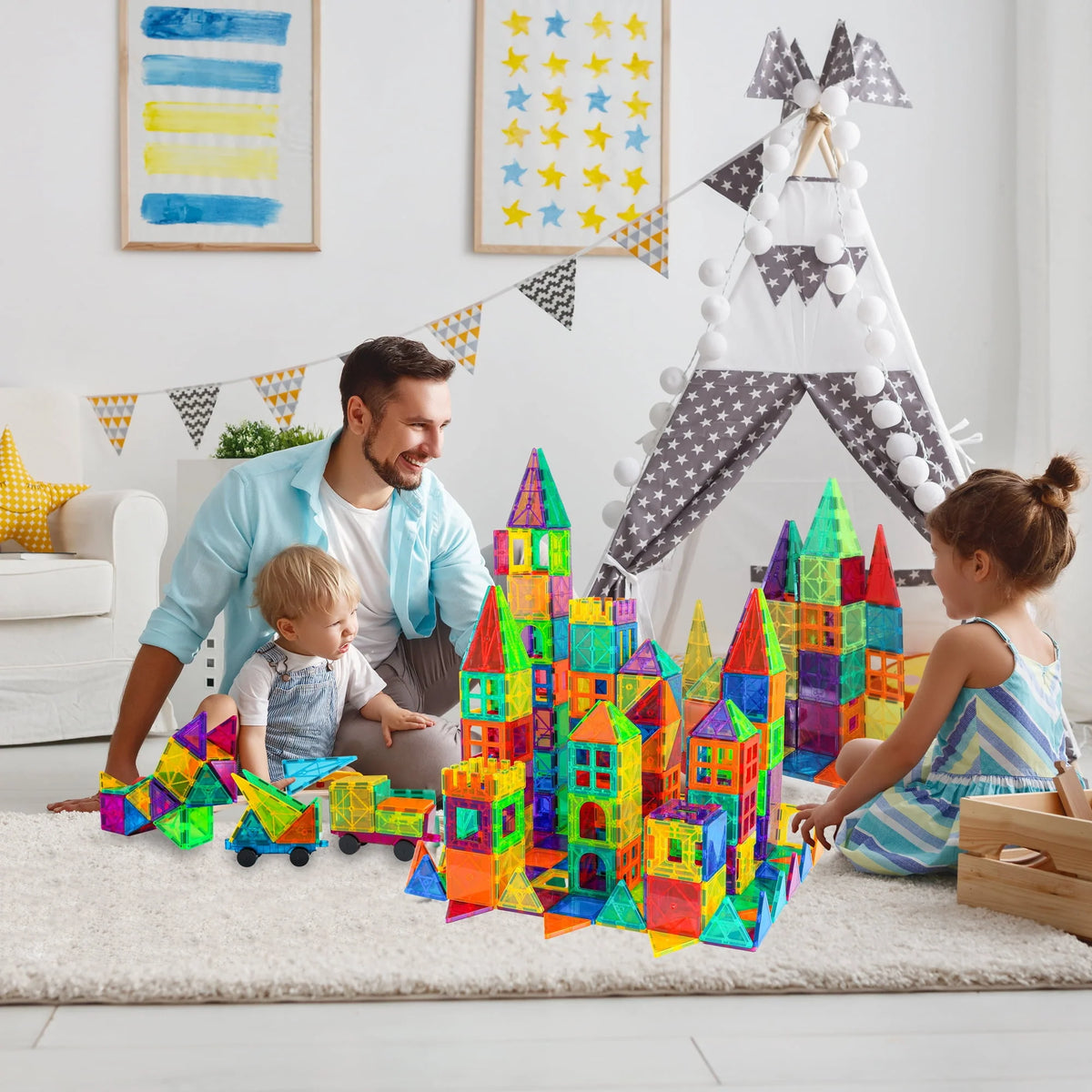 120 Pcs 3D Color Magnet Building Tiles Set L659534