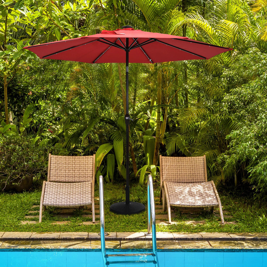 49lbs Round Resin Umbrella Base with Rattan Design I18504