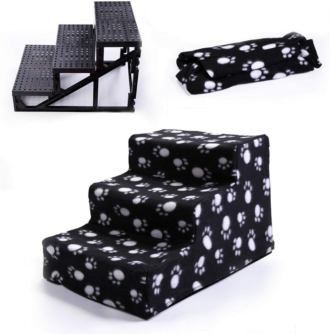 3-Step Non-Slip Pet Stairs with Soft Cover D351
