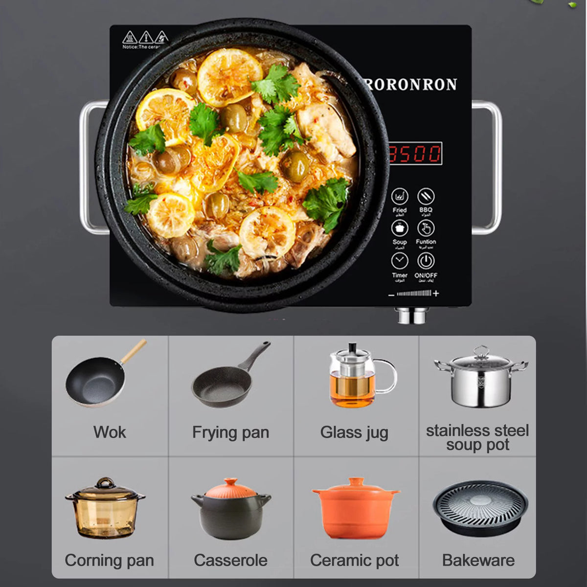 Electric Hot Plate Infrared Induction Cooktop 3500W Ceramic Glass K271