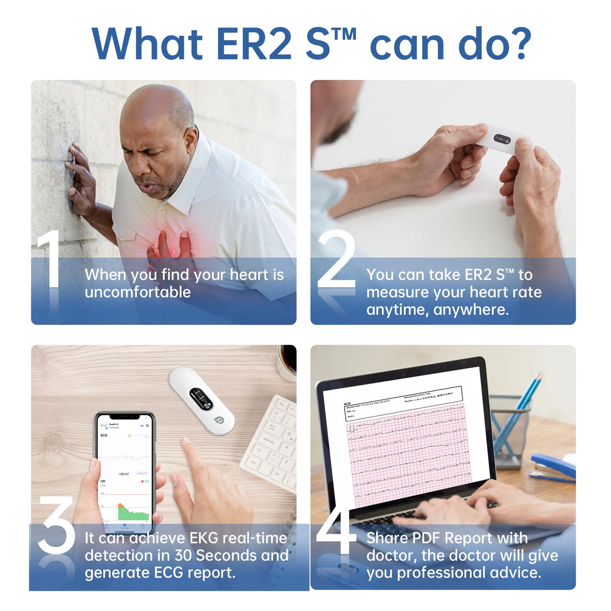 Handheld Bluetooth ECG Monitor with Screen Display F8379