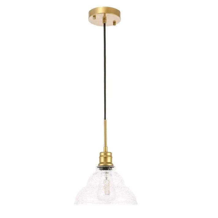 1-Light Clear Seeded Glass Brass T12387