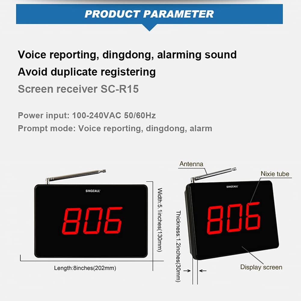 Wireless Calling System with 1 Display 10 Bells R3881