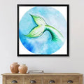 Mermaid Fish Tail Painting on Canvas Black Picture Frame 16x22 B6553