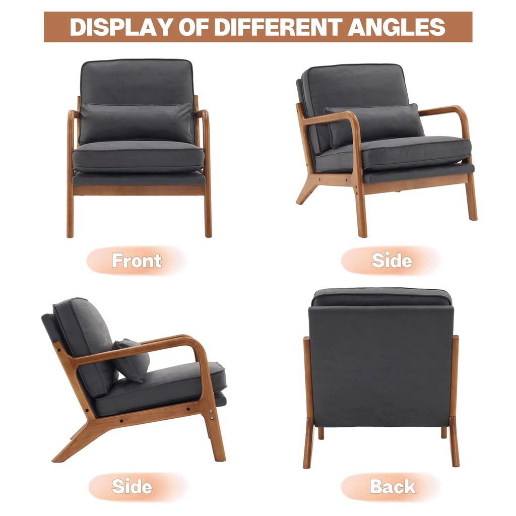Bronzing Cloth Accent Armchair with Solid Wood Frame X42178