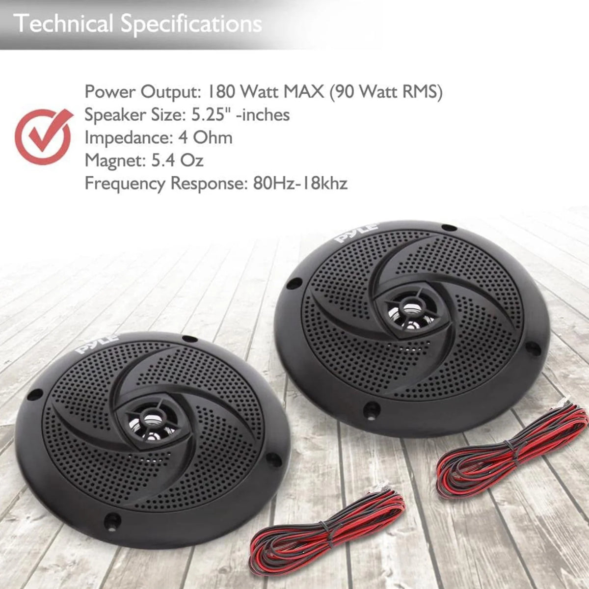 5.25-In Waterproof Low Profile Marine Speakers O314