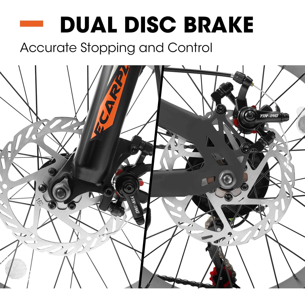 20 inch Black Fat Tire Bike with Disc Brakes 7 Speed E998884