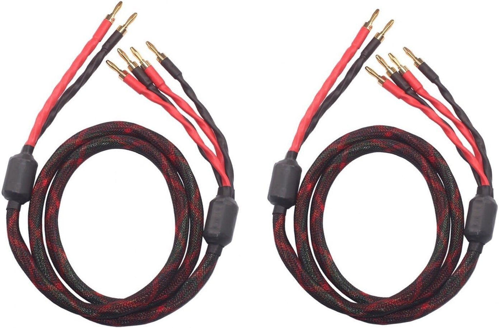 Bi-Wire Speaker Cable 2 Banana Plugs 4 Banana Plugs 1pair Set F35628