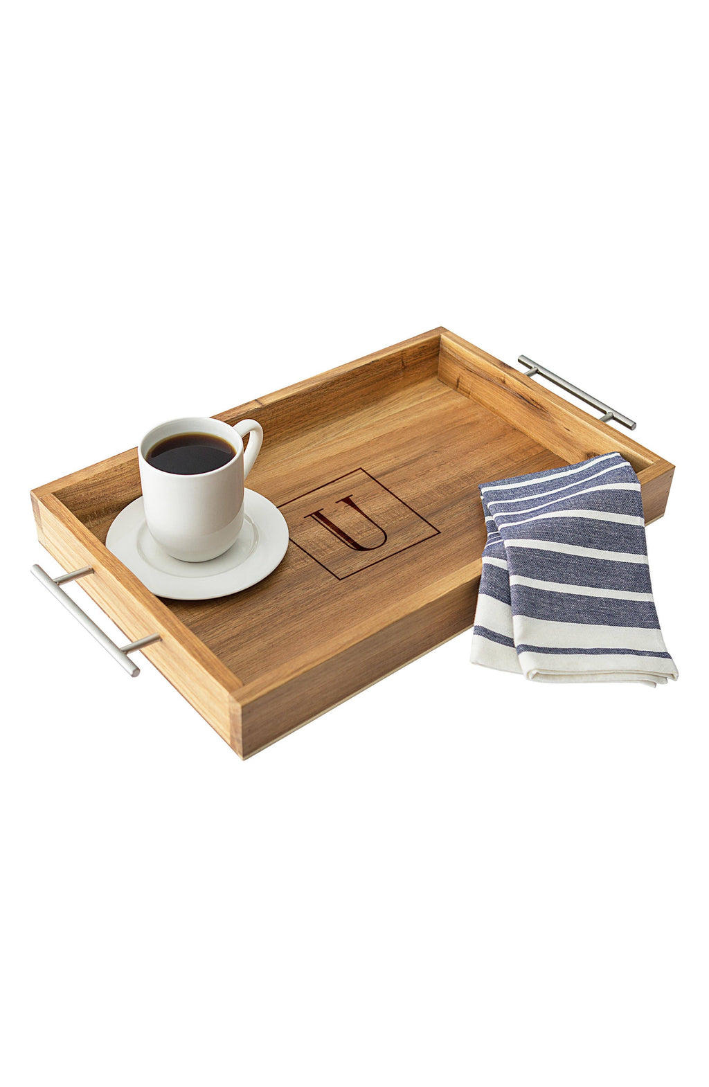 Acacia Tray with Metal Handles P25527
