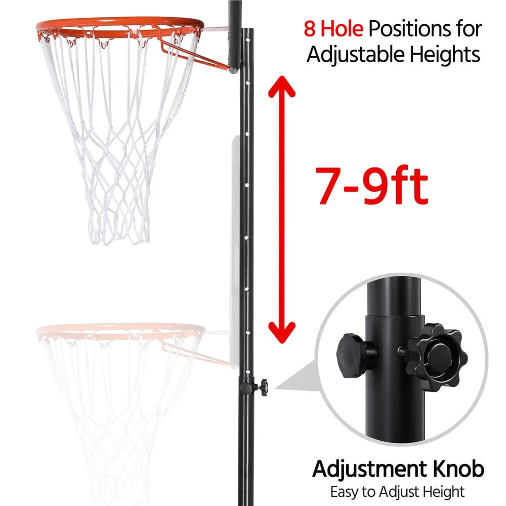 7 to 9 Ft Portable Basketball System Hoop F6457