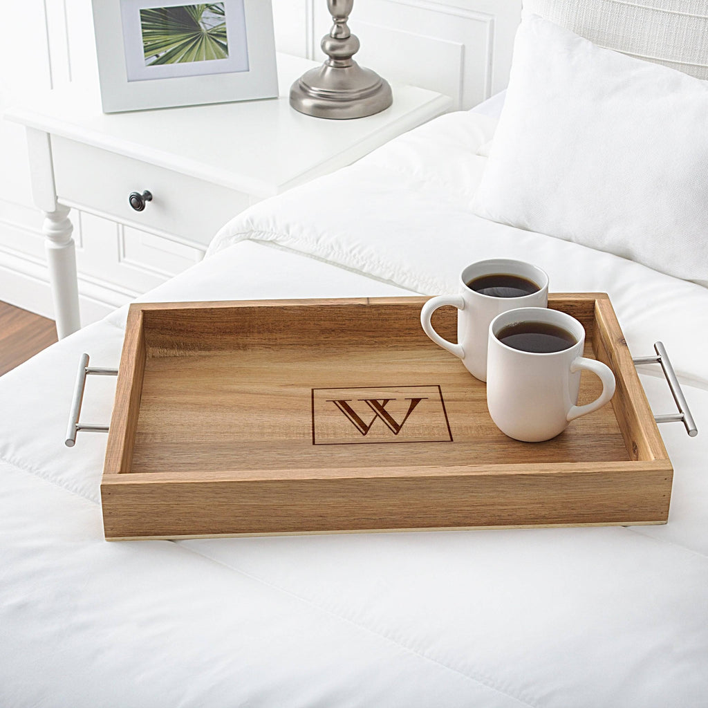 Acacia Tray with Metal Handles P25527