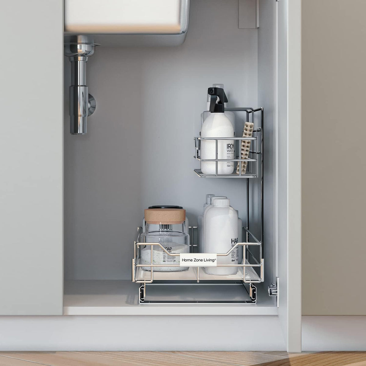 Pull Out Drawer Cabinet Organizer 2-Tier Under Sink Shelves V99807