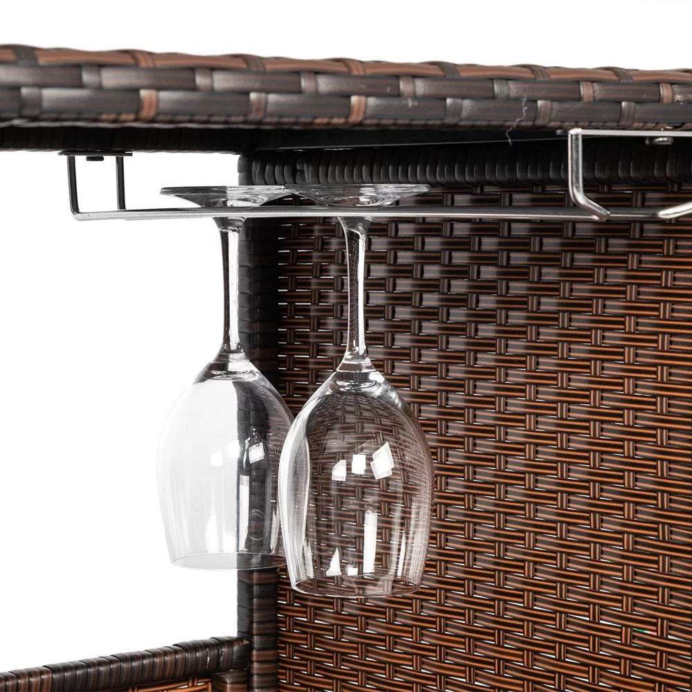 Rattan Wicker Bistro Table with Storage Space T271632