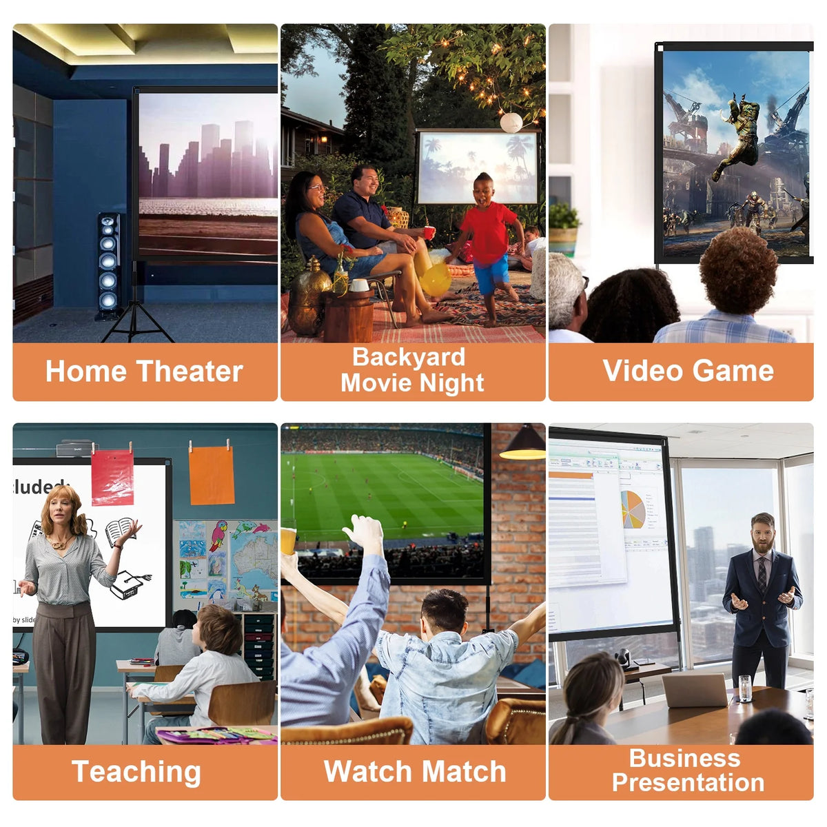 100inch Projector Screen with Stand 16:9 4K Wrinkle-Free with Carry Bag P325