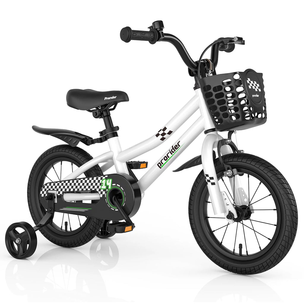 14'' Kids Bike with Training Wheels & Basket White P573
