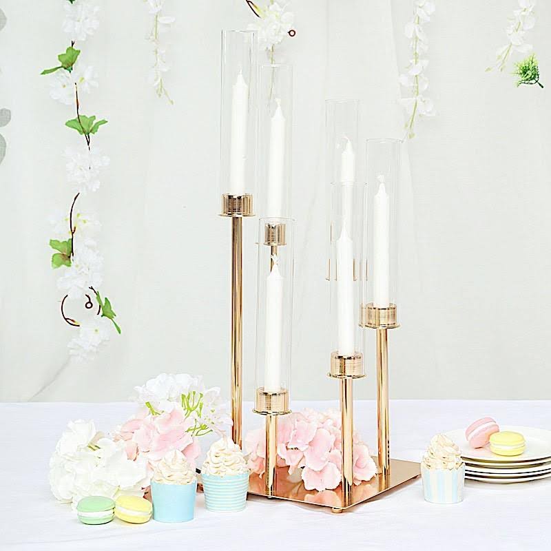 Gold 24 in Tall Candelabra Candle Holder O684282