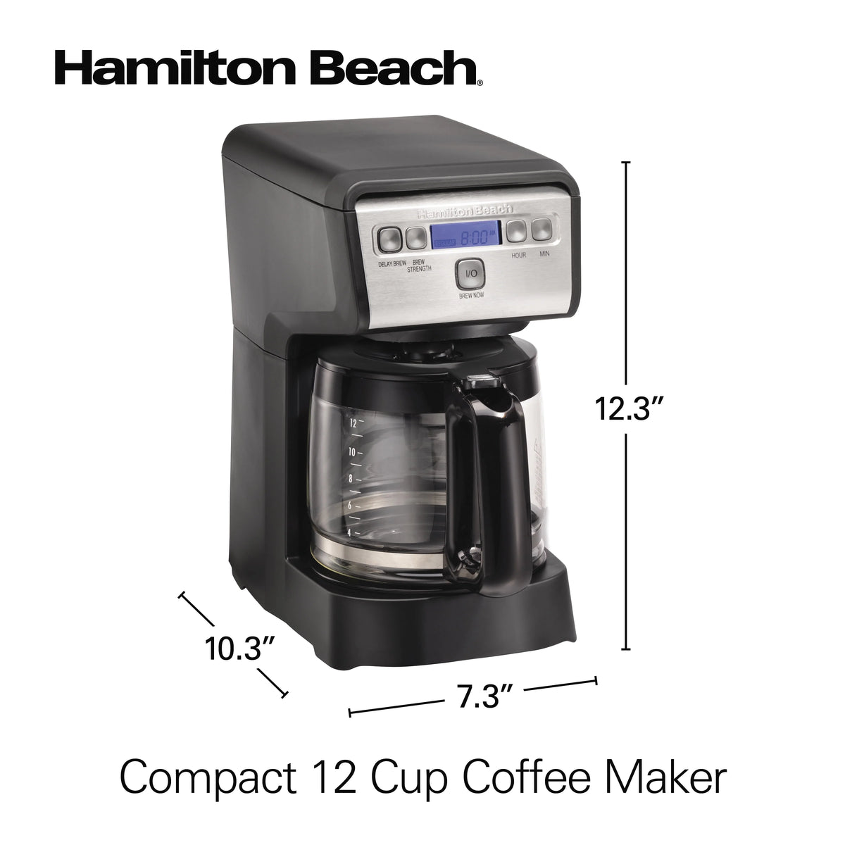 Compact Programmable Coffee Maker, 12 Cup, Black I3334