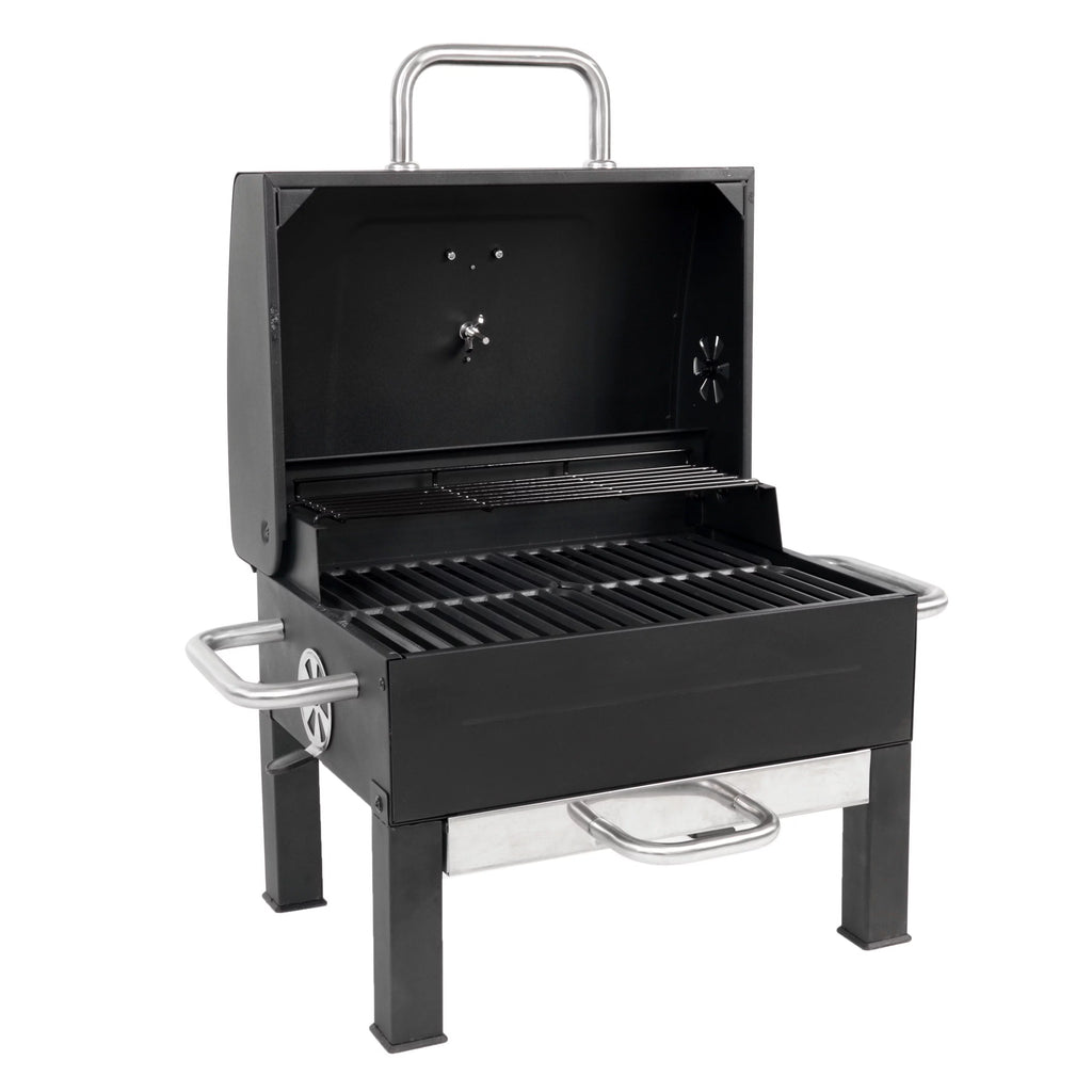 Portable Charcoal Grill Black and Stainless Steel G319214