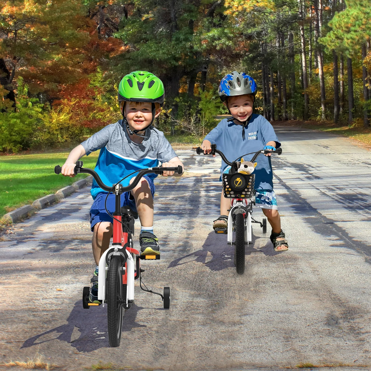 14'' Kids Bike with Training Wheels & Basket White P573