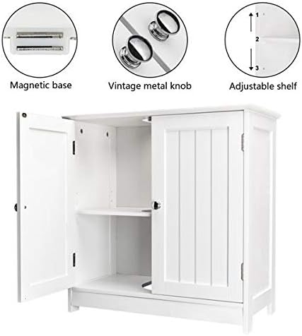 Bathroom Floor Storage Cabinet with Shelf and Double Doors R443321