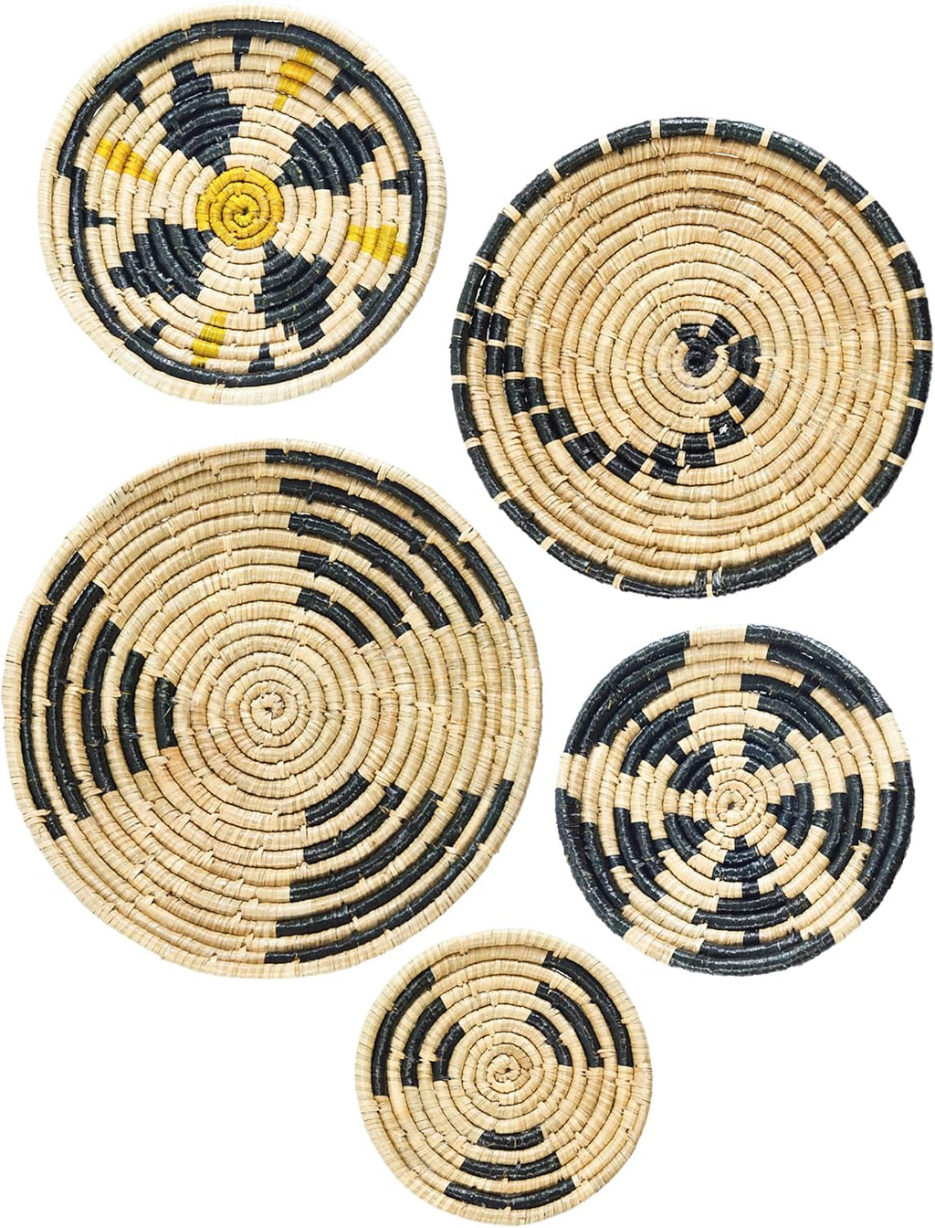 Set of 5 Seagrass Woven Wall Basket U107