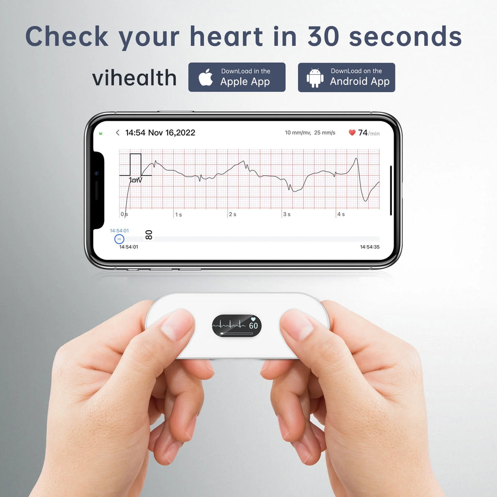 Handheld Bluetooth ECG Monitor with Screen Display F8379