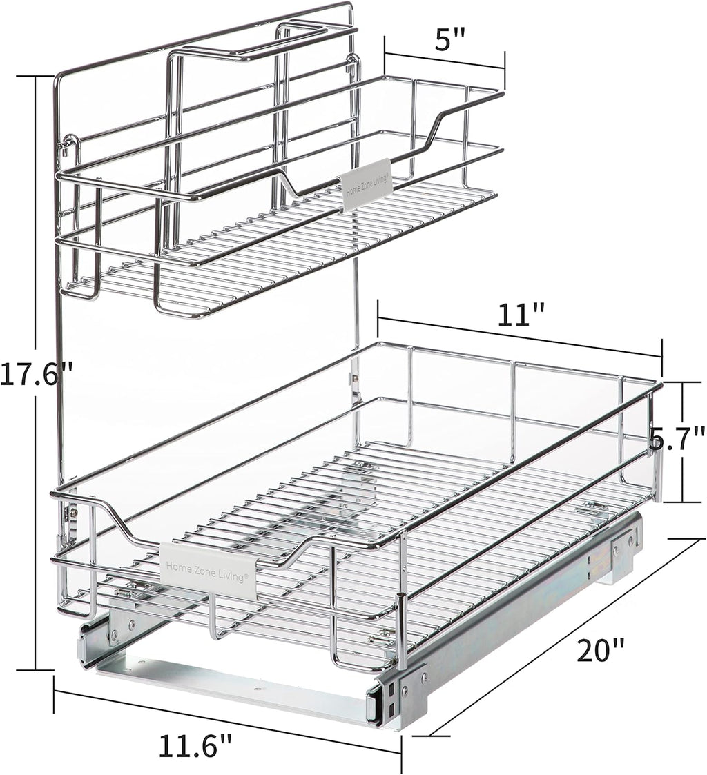 Pull Out Drawer Cabinet Organizer 2-Tier Under Sink Shelves V99807