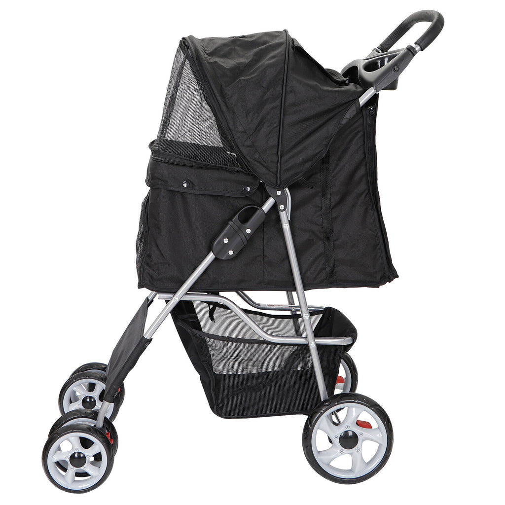 Folding Pet Stroller 4 Wheels Black P67506