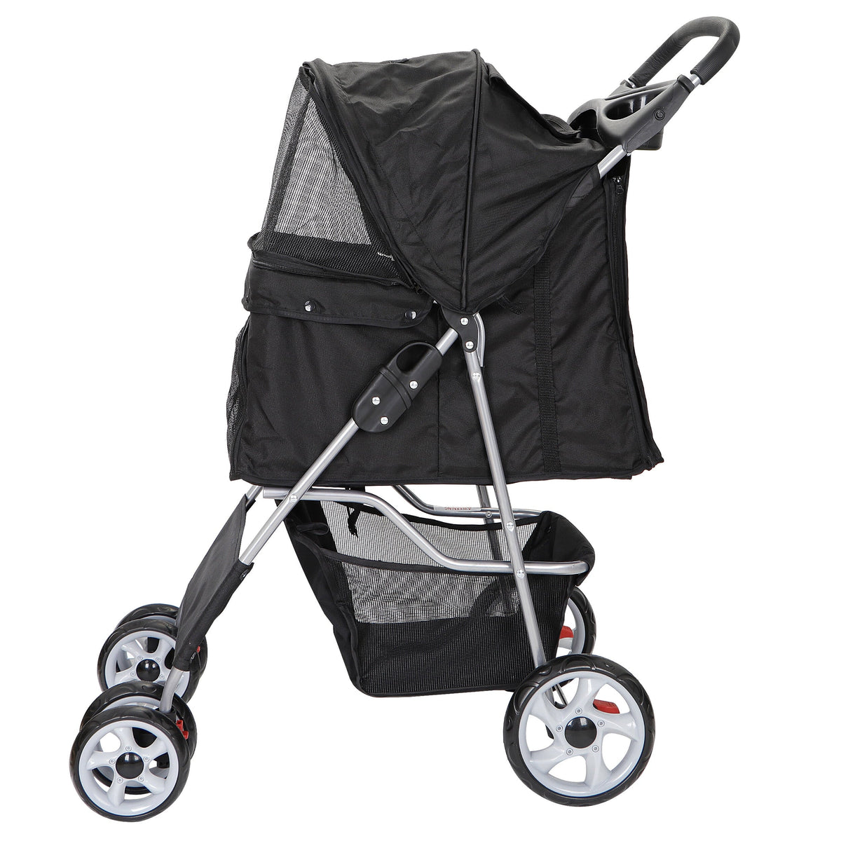 Folding Pet Stroller 4 Wheels Black P67506
