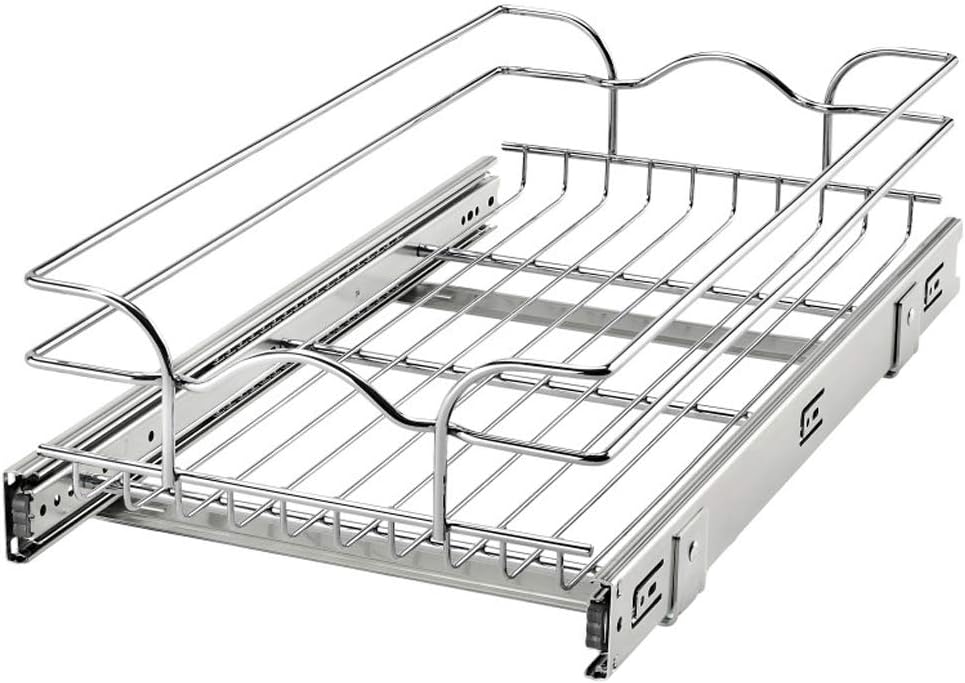 12 Inch x 22 Inch Single Wire Basket Pull Out Shelf Organizer I686