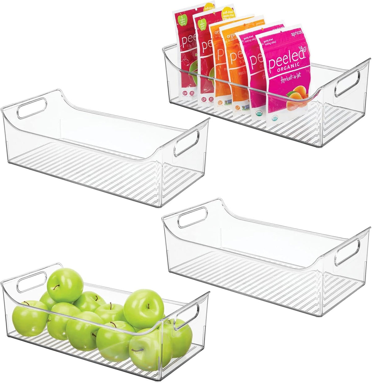Clear Plastic Kitchen Storage Container Bins with Handles 4 Pack W446076