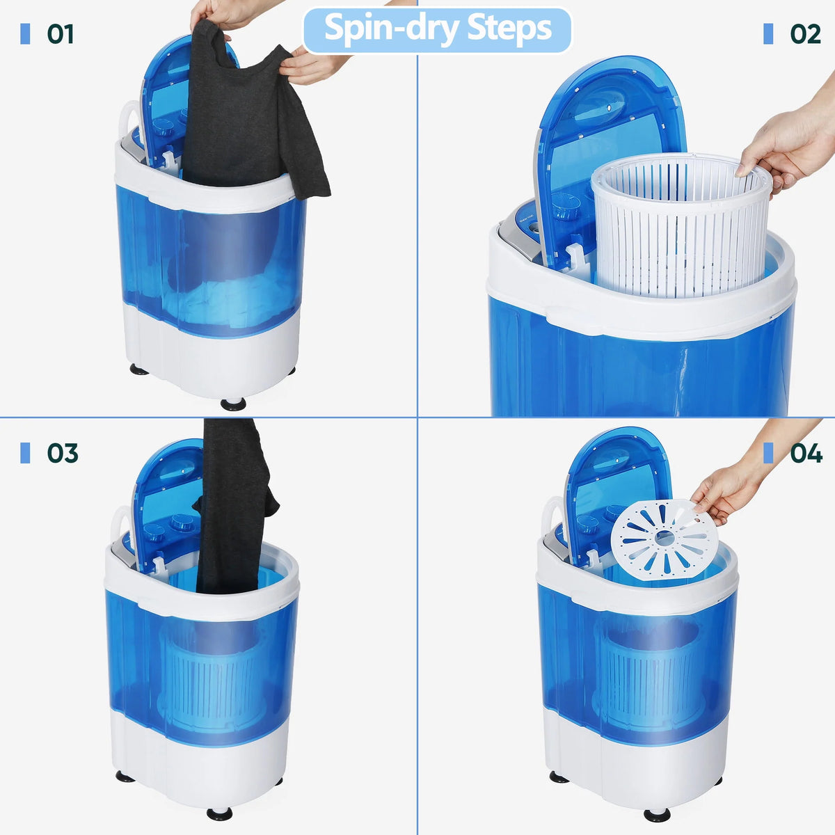 6.6lbs Portable Mini Washing Machine Blue J209