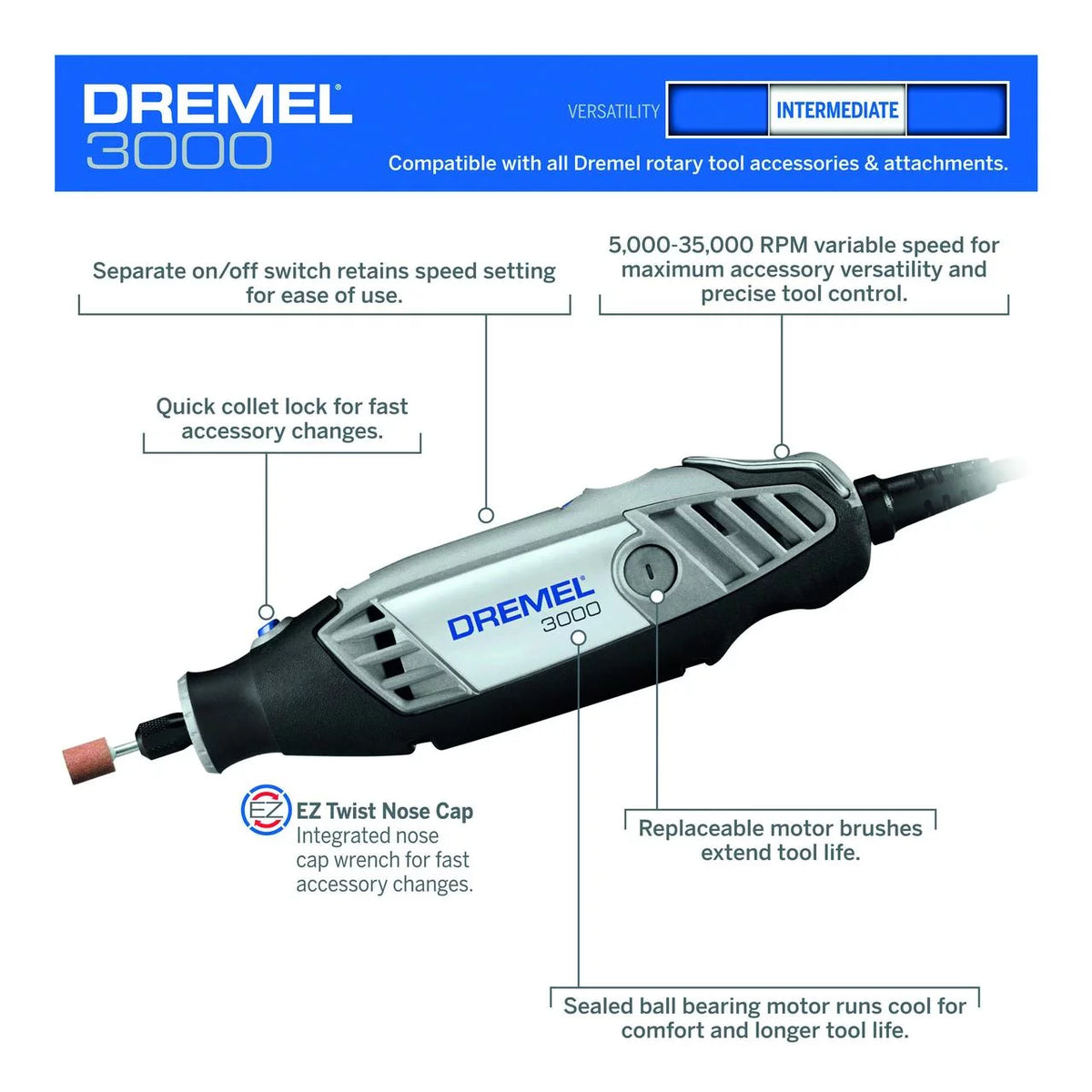 Rotary Tool Kit with Flex Shaft Attachment and 168 Accessories N12087