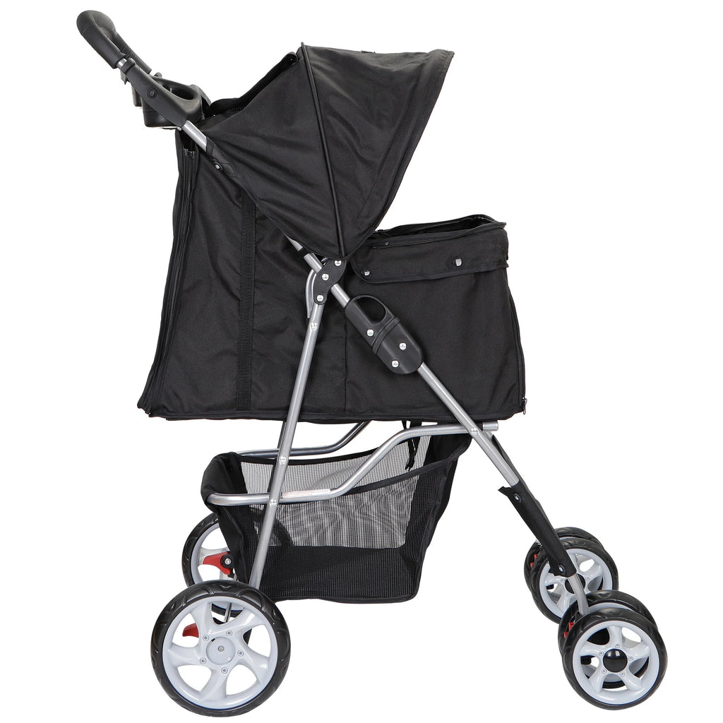 Folding Pet Stroller 4 Wheels Black P67506