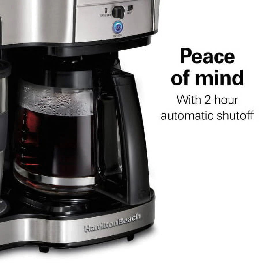 2-Way Coffee Maker, Single-Serve or 12 Cups, Glass Carafe, Black V80120