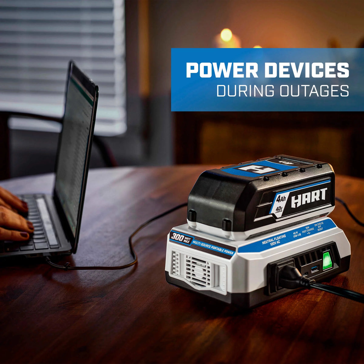 300 Watt Battery Powered Power Source with LED Light and Carry Handle B235