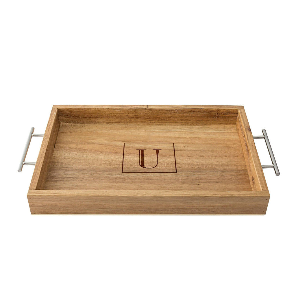 Acacia Tray with Metal Handles P25527
