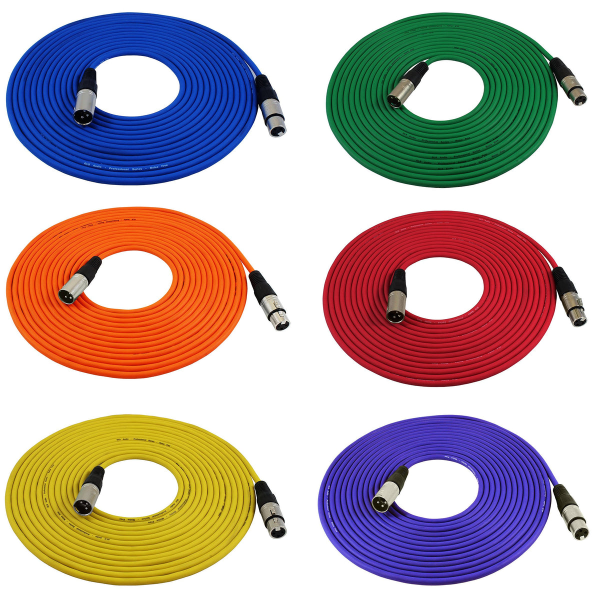 25ft XLR Male to XLR Female Mic Cable 6 Pack L443