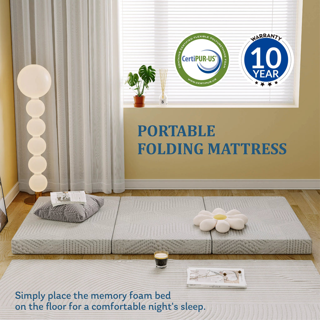 4 inch Tri Folding Memory Foam Mattress J976
