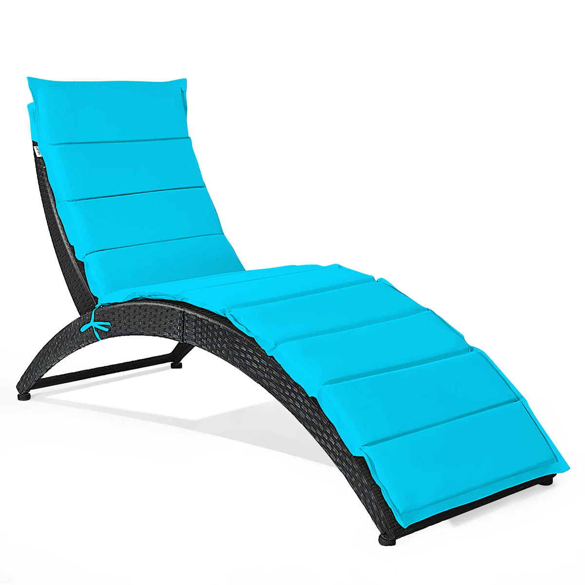 Folding Patio Rattan Lounge Chair Chaise Cushioned Red G358
