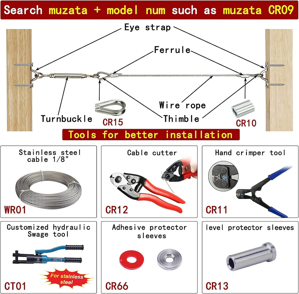 1/8 Cable Railing Kit Hardware Stainless Steel Turnbuckle J118179